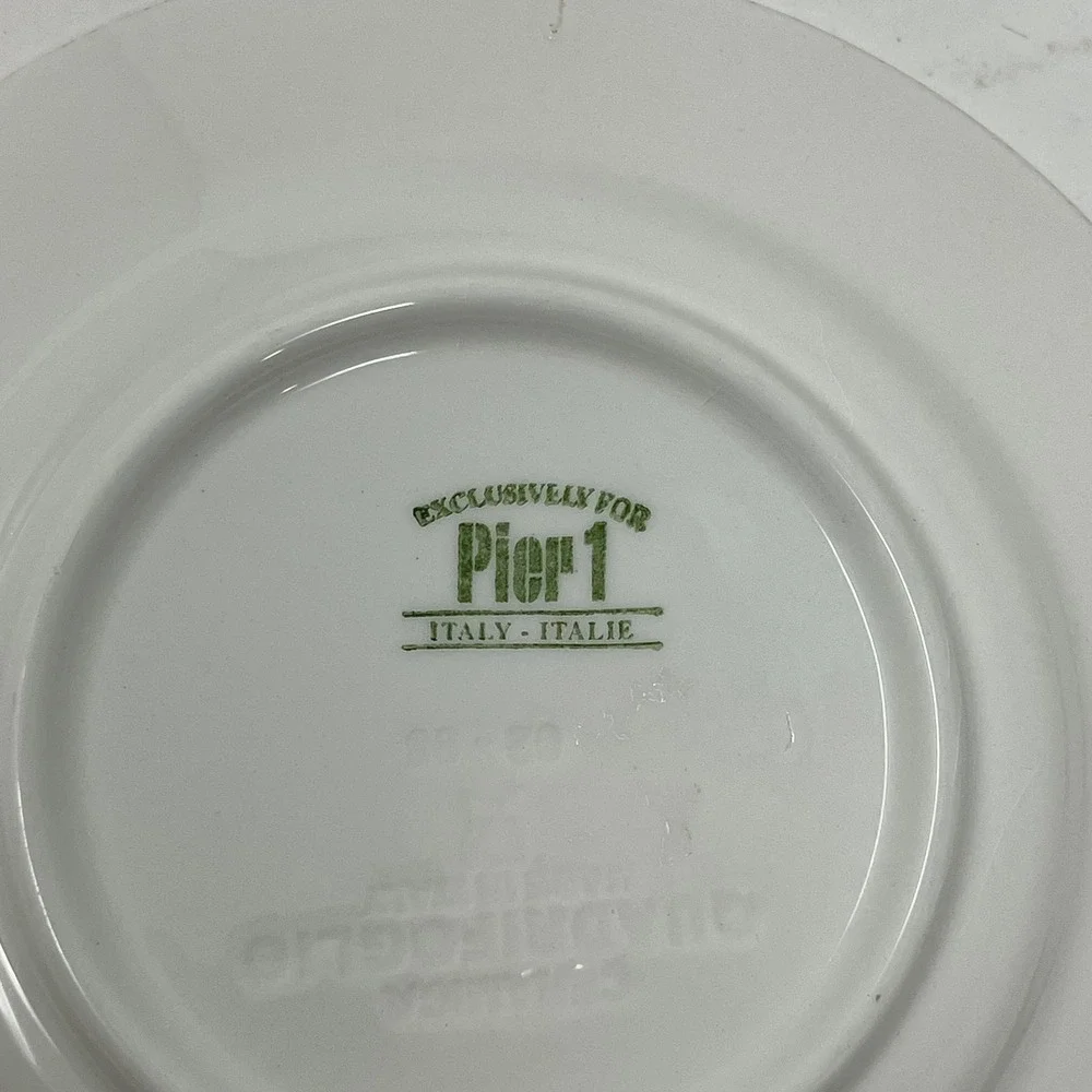 Pier 1 Versailles Salad Plates Set 4 Green Blue Leaf Italy Ceramica Quadrifoglio